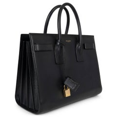 SAINT LAURENT black leather SAC DE JOUR SMALL Tote Bag
