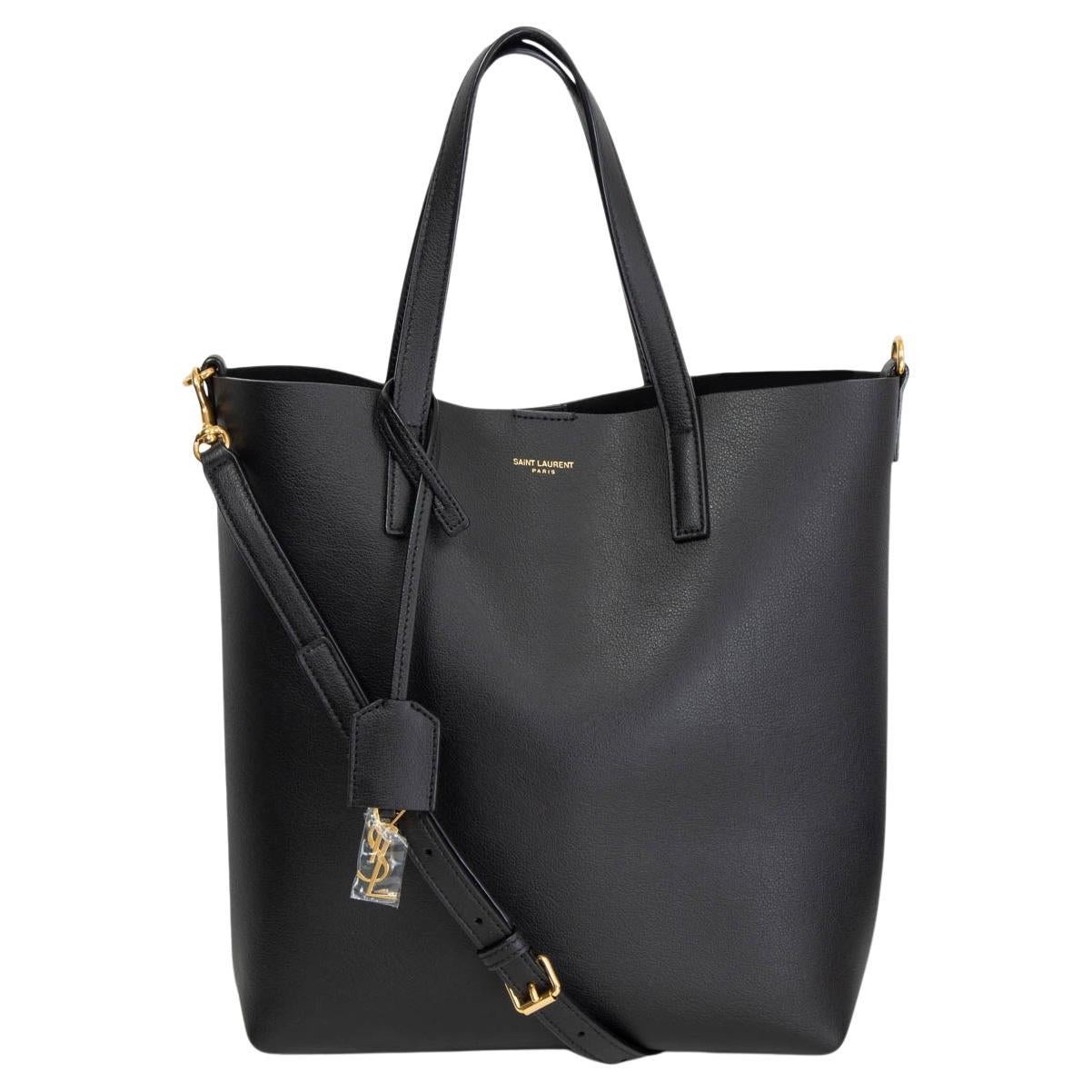 SAINT LAURENT black leather SHOPPING TOY Tote Bag