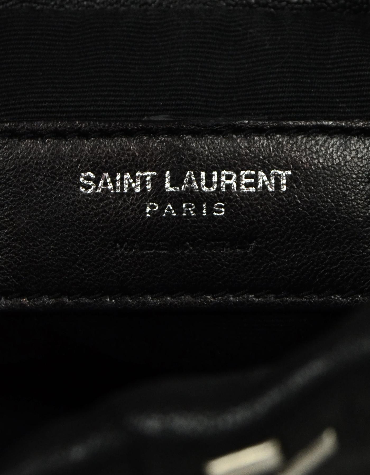 Saint Laurent Black Leather Silver Studded Small Helena Fringed Bucket Bag 2