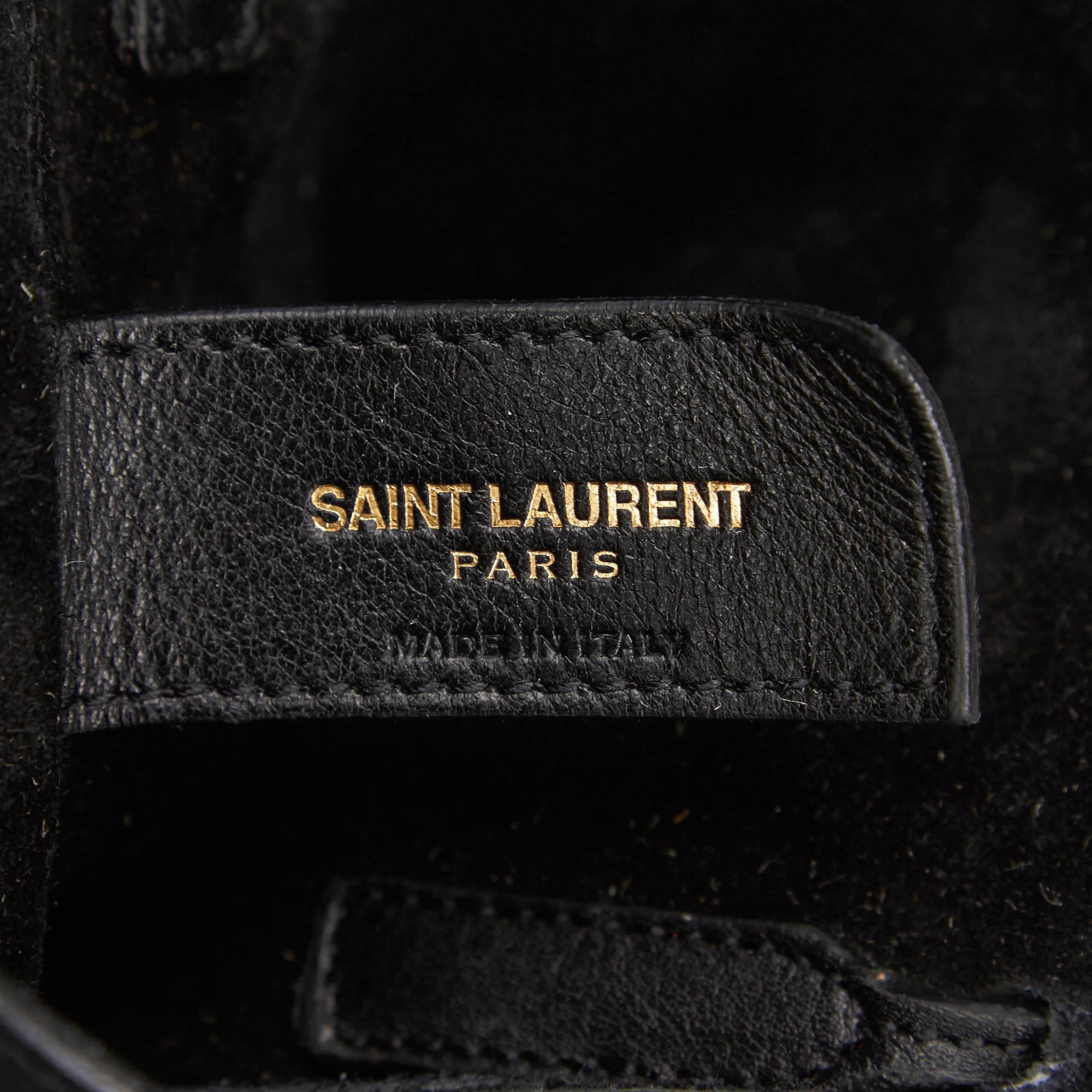 Women's or Men's Saint Laurent Black Leather Silver Toned Studded with Fringe Shoulder Bag