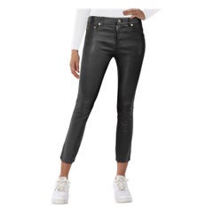 Saint Laurent Pantaloni Skinny Cropped in pelle nera taglia M.