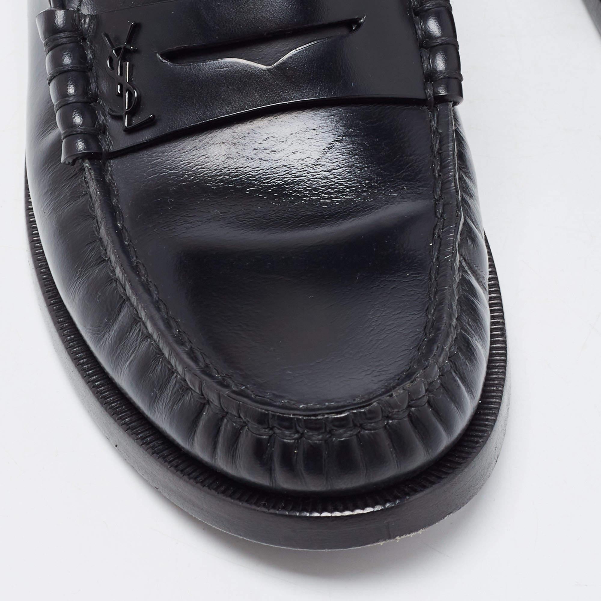 Saint Laurent Black Leather Slip On Loafers Size 35.5 1