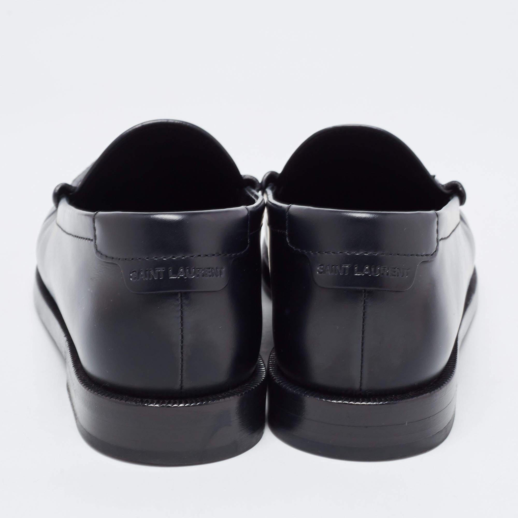 Saint Laurent Black Leather Slip On Loafers Size 35.5 2