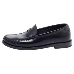 Saint Laurent Black Leather Slip On Loafers Size 35.5