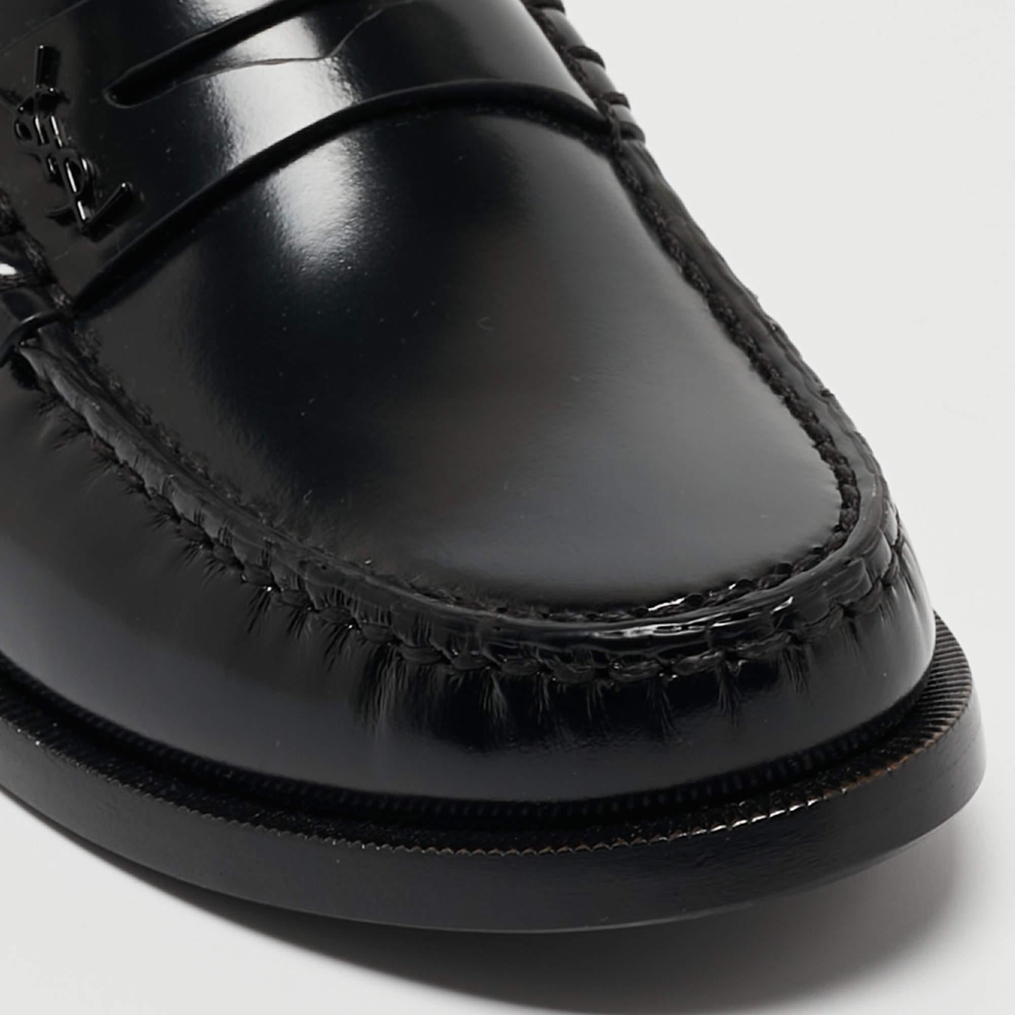 Saint Laurent Black Leather Slip On Loafers Size 37 1