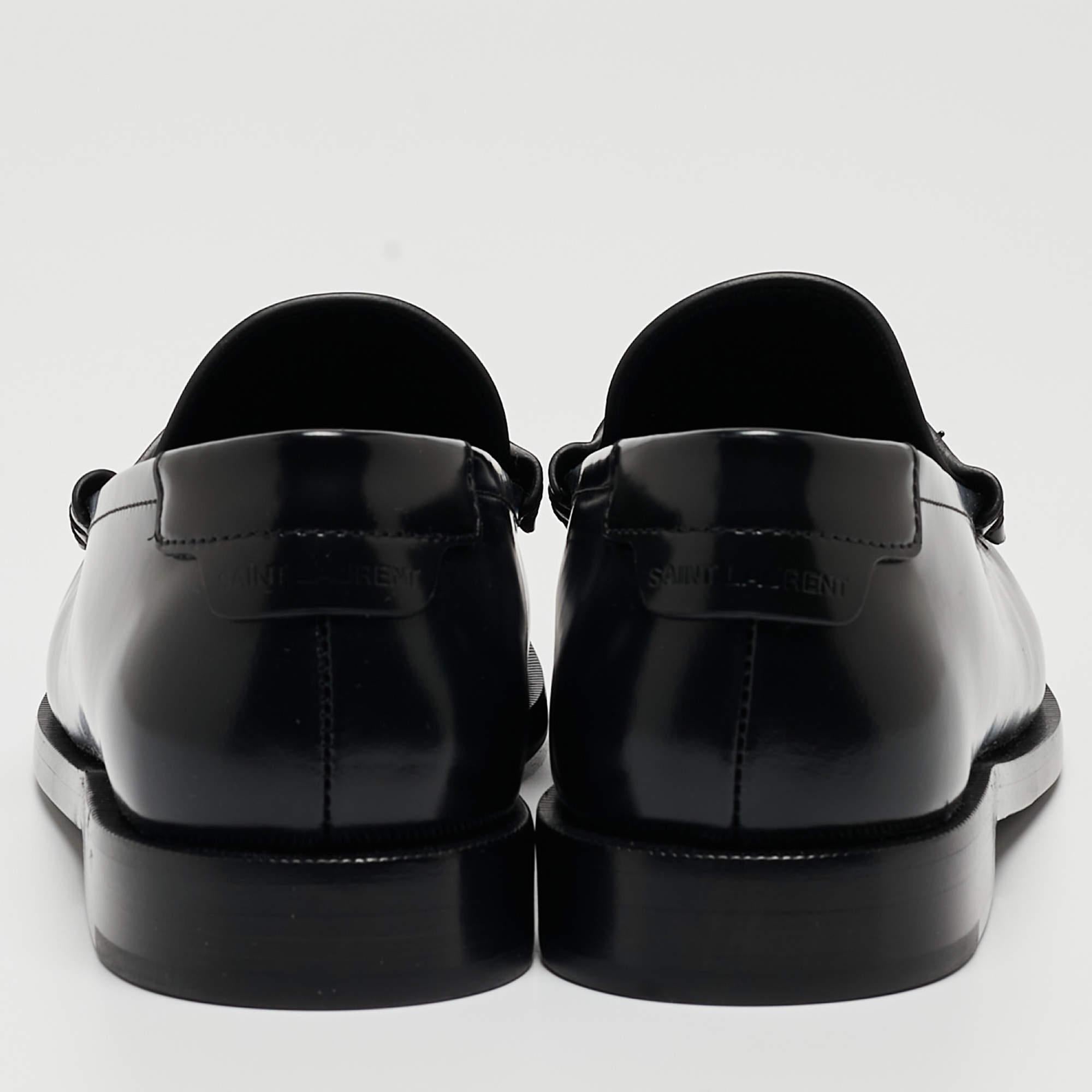 Saint Laurent Black Leather Slip On Loafers Size 37 2