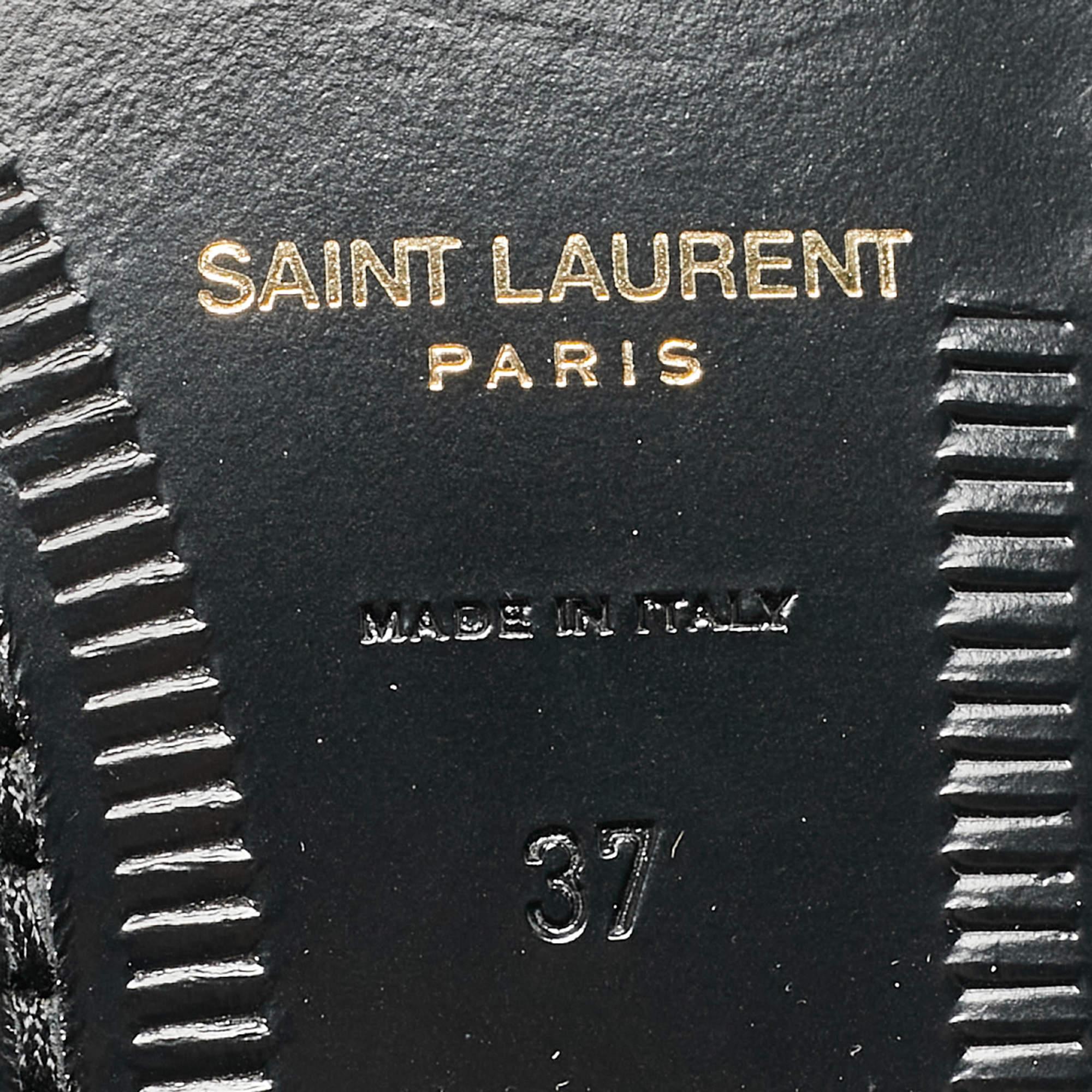 Saint Laurent Black Leather Slip On Loafers Size 37 4