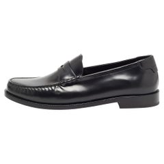 Saint Laurent Black Leather Slip On Loafers Size 43