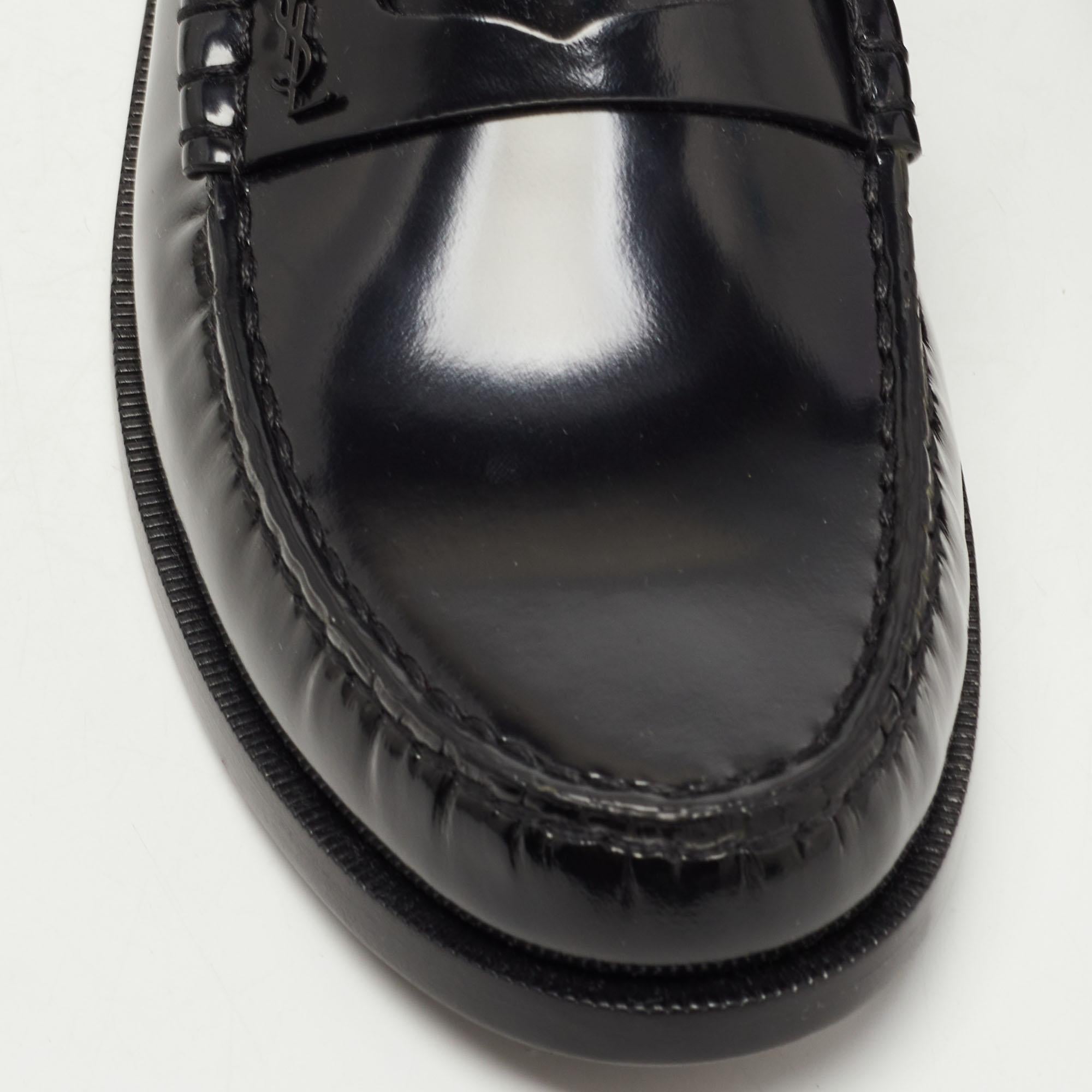 Saint Laurent Black Leather Slip On Loafers Size 43.5 2