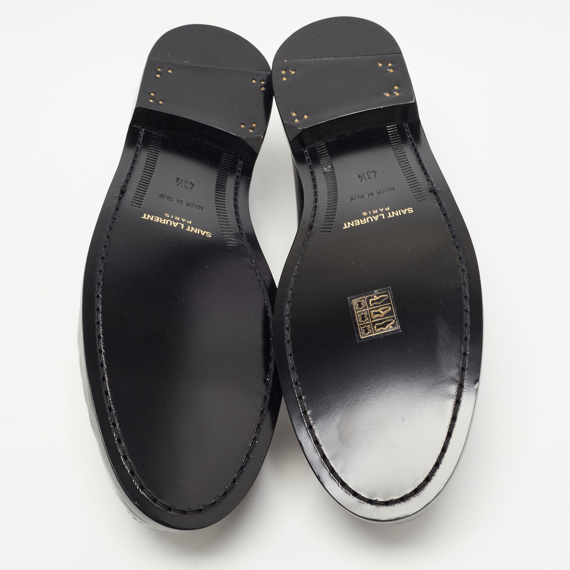 Saint Laurent Black Leather Slip On Loafers Size 43.5 4