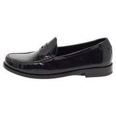 Saint Laurent Black Leather Slip On Loafers Size 43.5