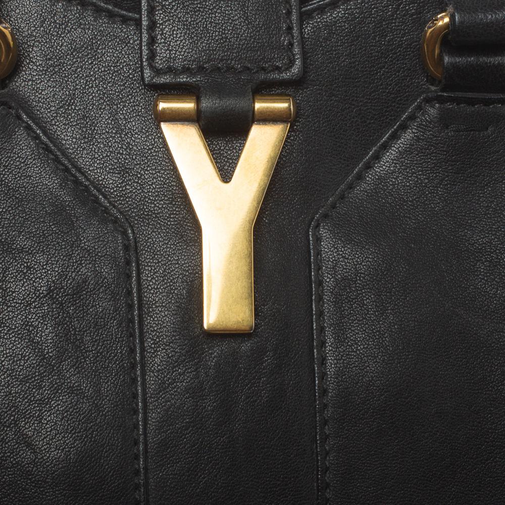 Saint Laurent Black Leather Small Cabas Chyc Tote 3