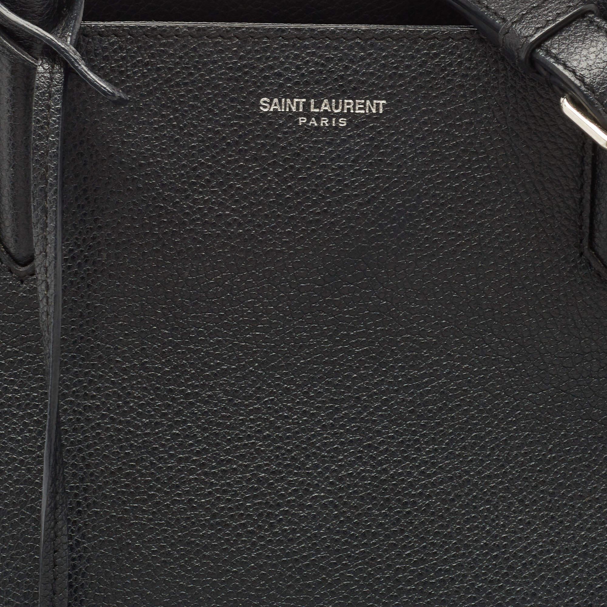 Saint Laurent Black Leather Small Cabas Rive Gauche Tote 2