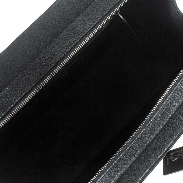 Saint Laurent Black Leather Small Cabas Rive Gauche Tote For Sale at ...