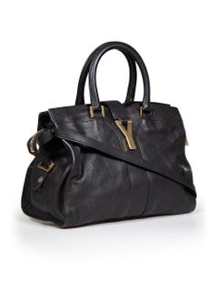 Saint Laurent Black Leather Small Chyc Cabas Tote