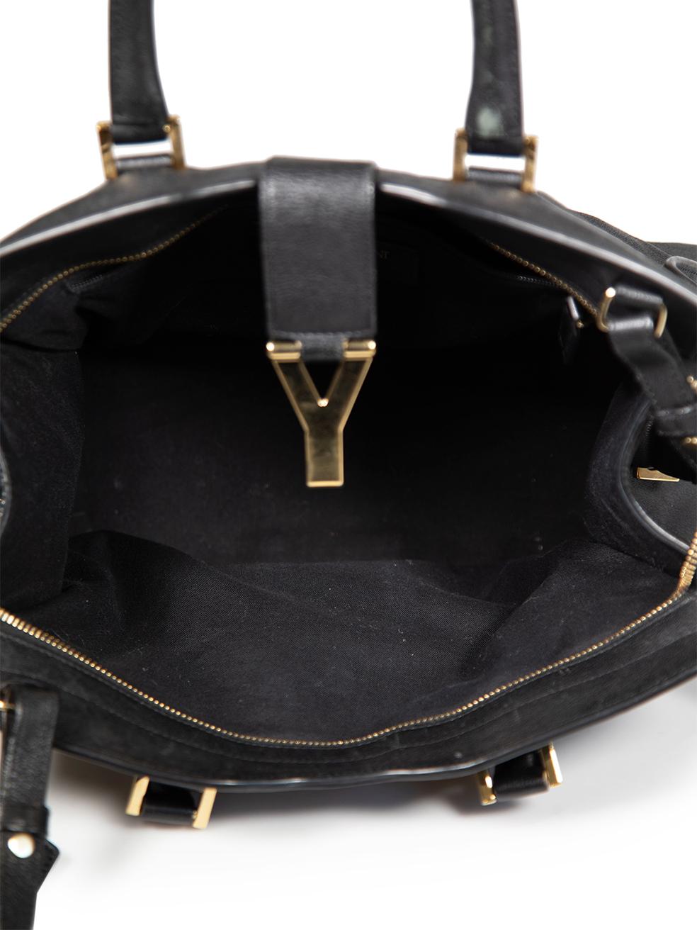 Saint Laurent Black Leather Small Chyc Cabas Tote For Sale 1