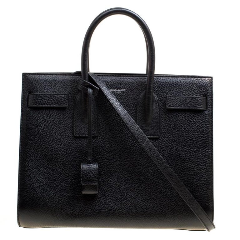 Saint Laurent Black Leather Small Classic Sac De Jour Top Handle Bag at ...