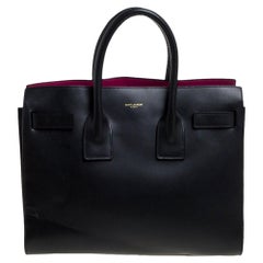 Saint Laurent Black Leather Small Classic Sac De Jour Tote