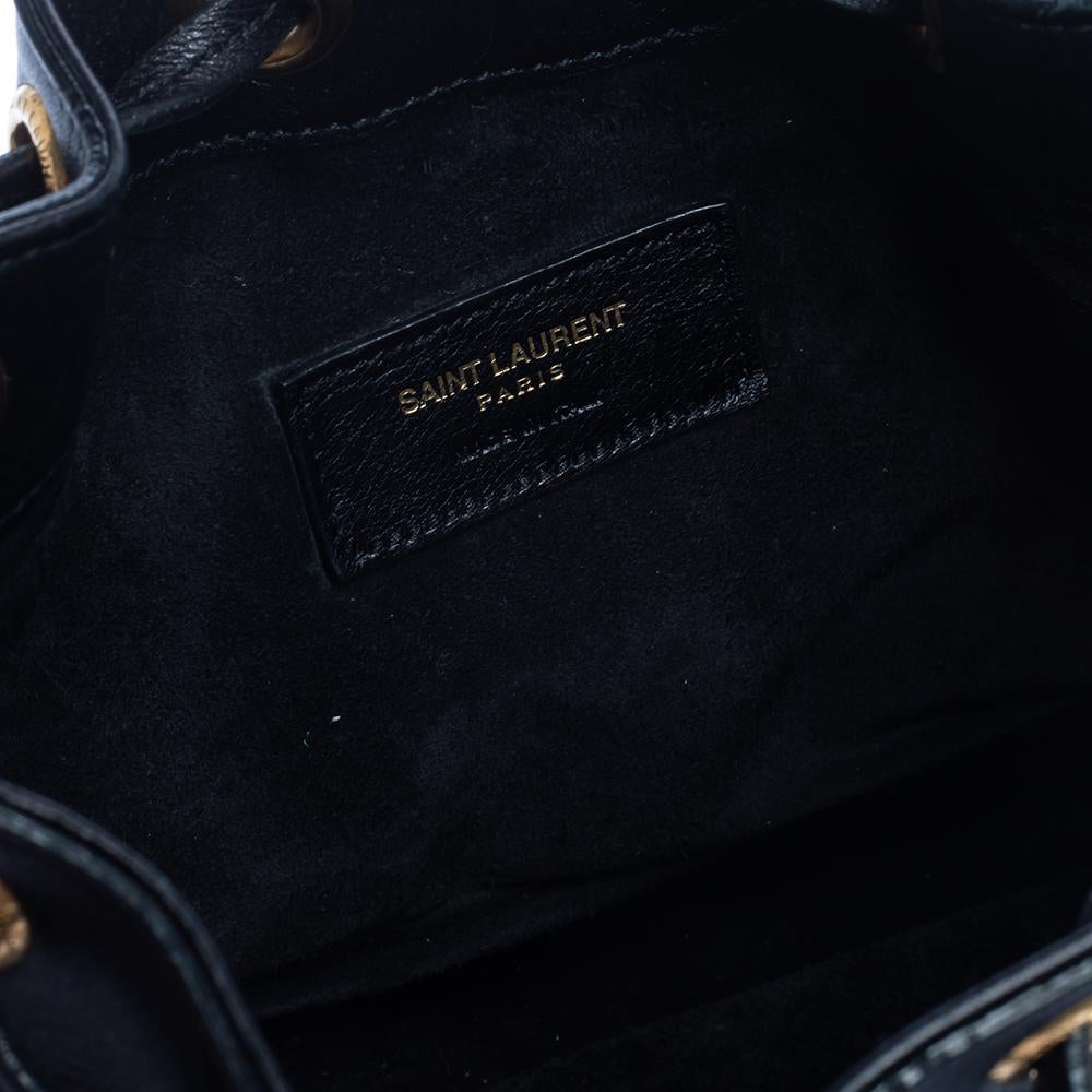 Saint Laurent Black Leather Small Emmanuelle Fringed Bucket Bag 5