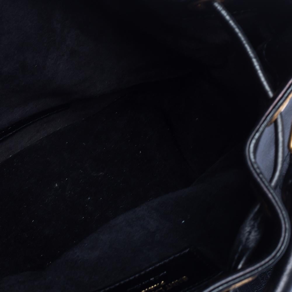 Saint Laurent Black Leather Small Emmanuelle Fringed Bucket Bag 2