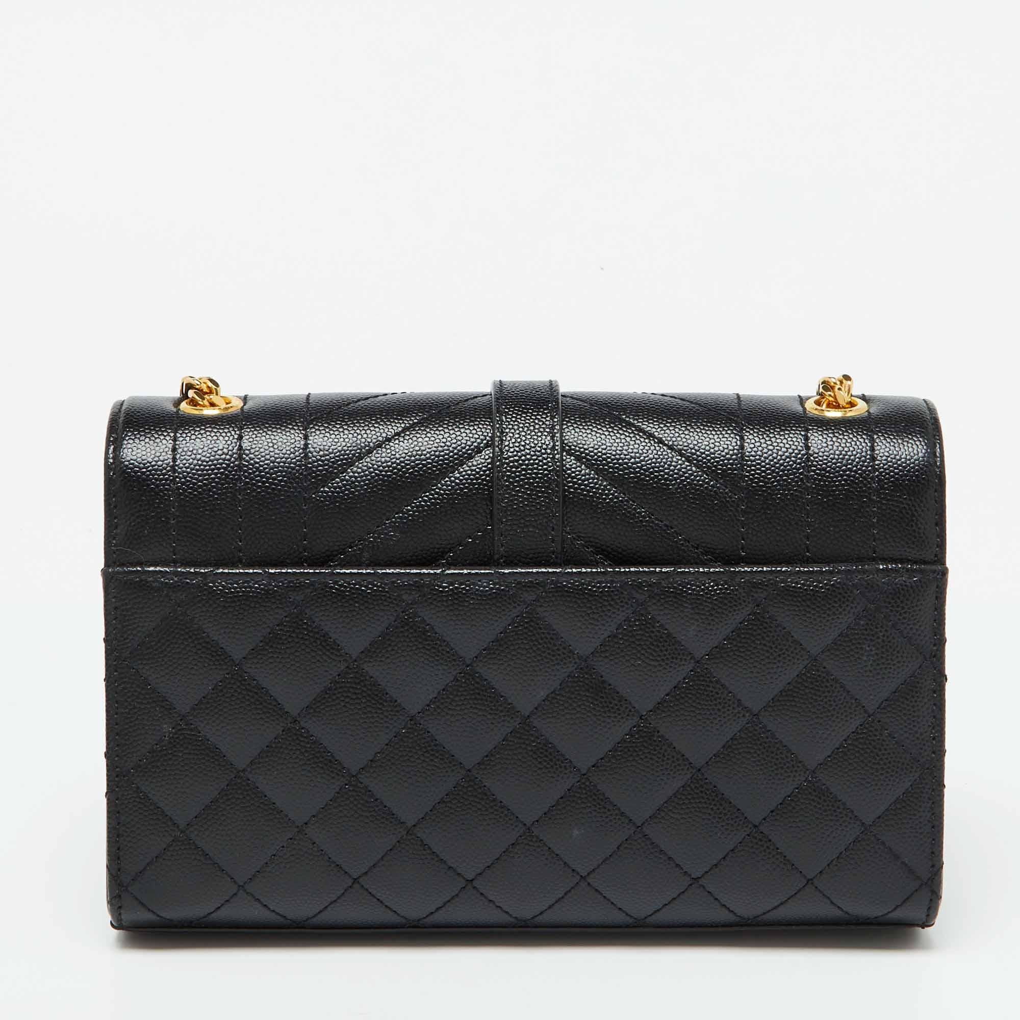 Women's Saint Laurent Black Leather Small Envelope Flap Shoulder Bag