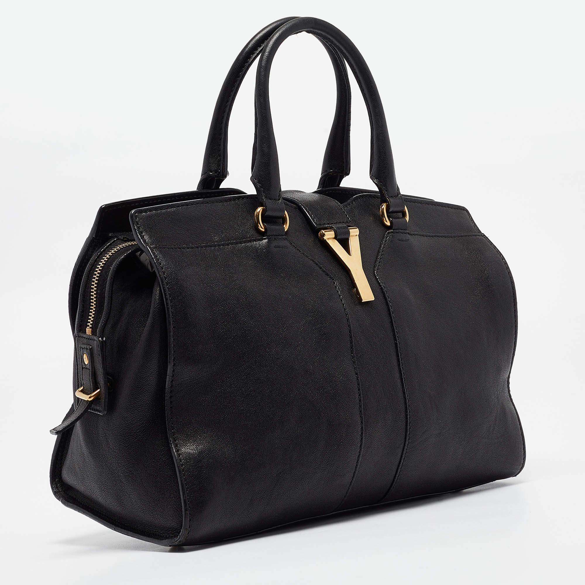 Saint Laurent Black Leather Small Ligne Y Cabas Chyc Tote In Fair Condition In Dubai, Al Qouz 2