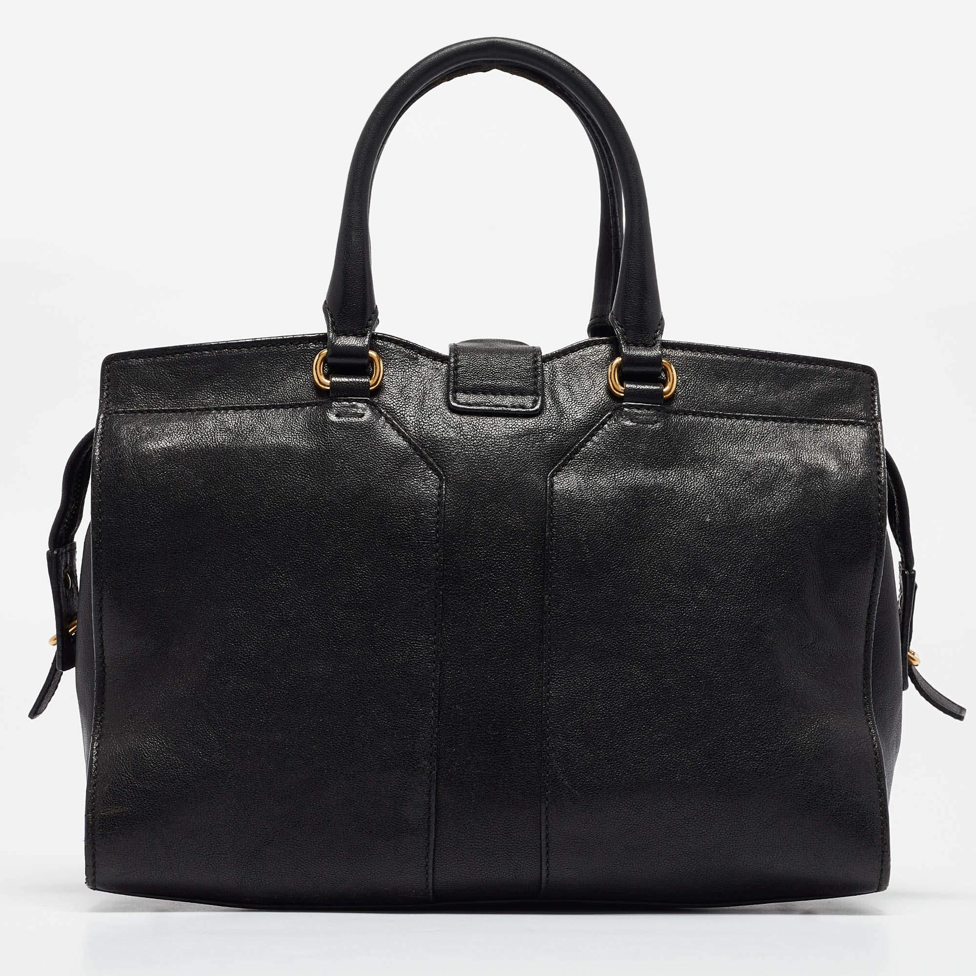 Women's Saint Laurent Black Leather Small Ligne Y Cabas Chyc Tote