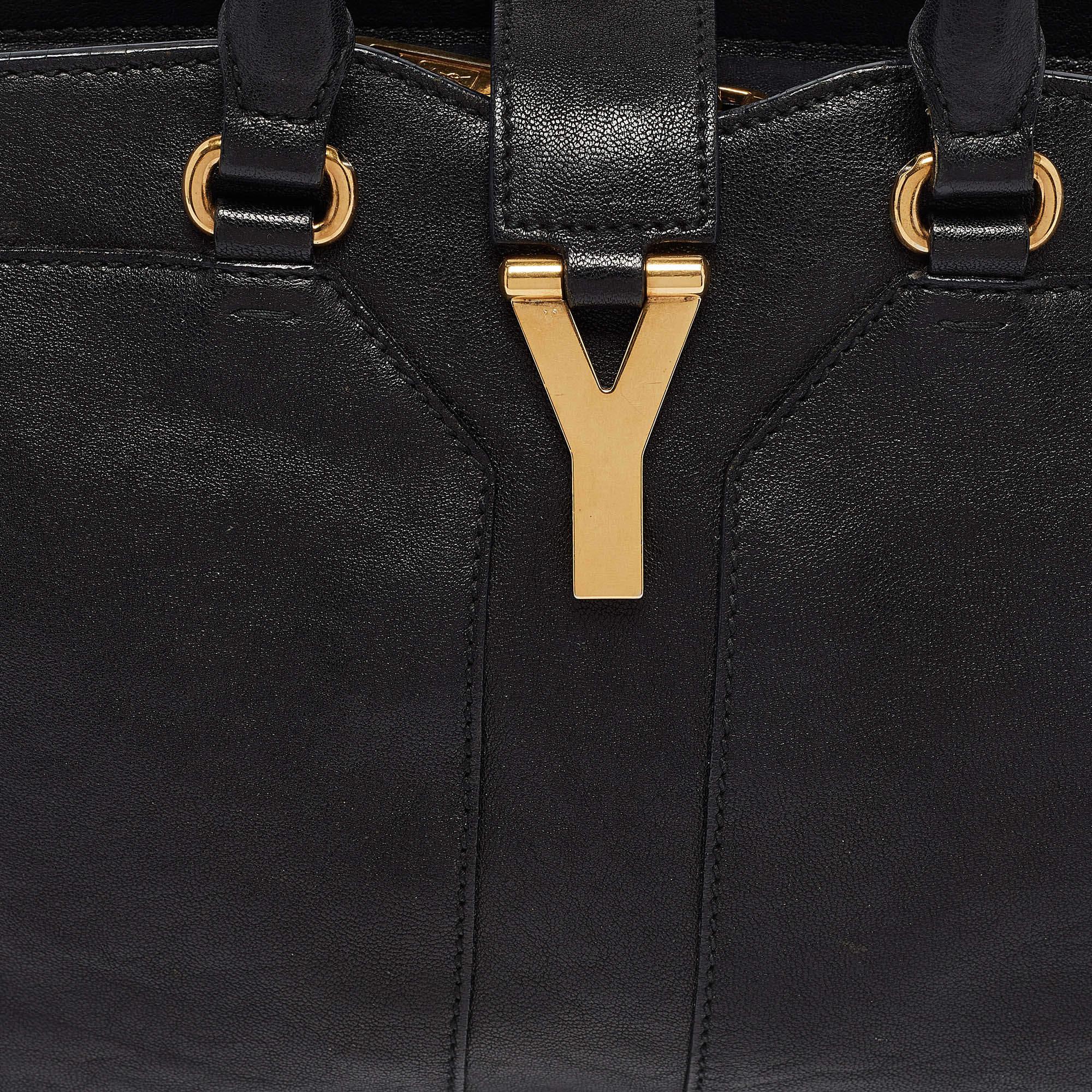 Saint Laurent Black Leather Small Ligne Y Cabas Chyc Tote 1
