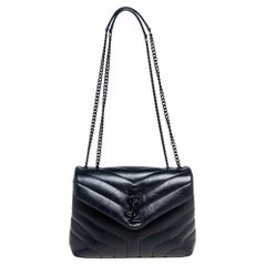 Used Saint Laurent Black Leather Small Loulou Shoulder Bag