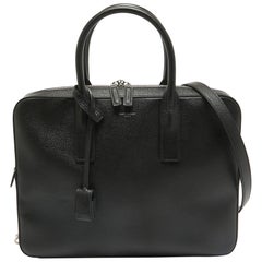 Saint Laurent Black Leather Small Museum Flat Briefcase