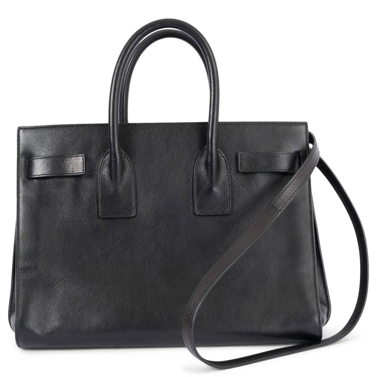 Black SAINT LAURENT black leather SMALL SAC DE JOUR Tote Bag