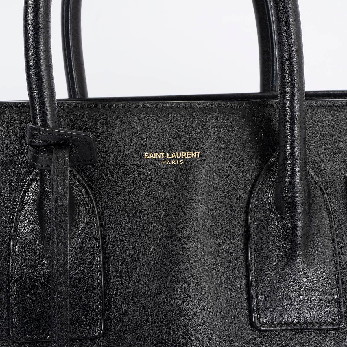 SAINT LAURENT black leather SMALL SAC DE JOUR Tote Bag 1