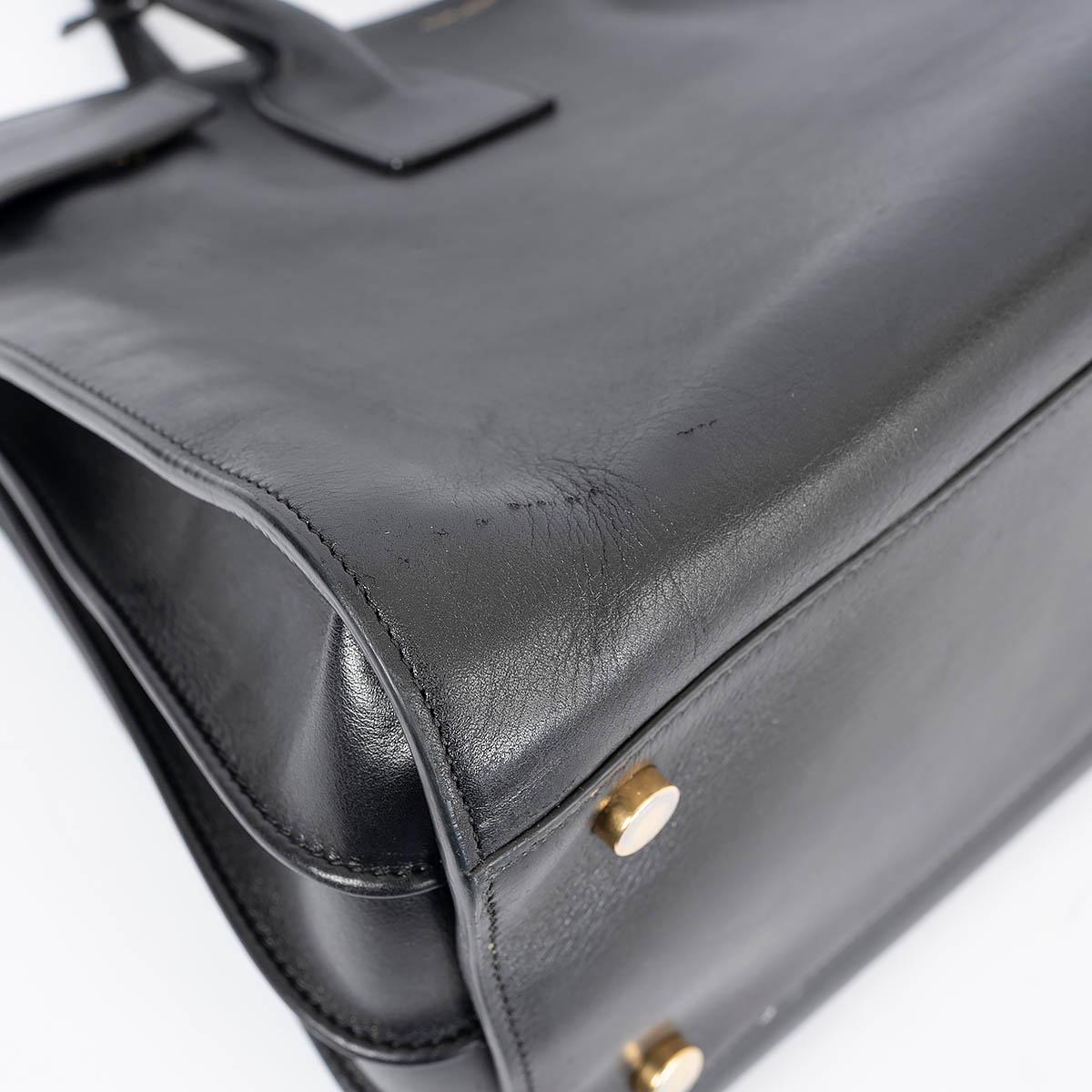 SAINT LAURENT black leather SMALL SAC DE JOUR Tote Bag 3