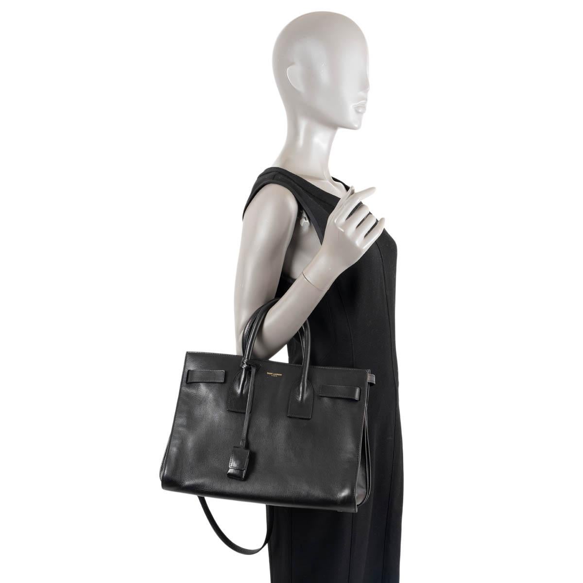 SAINT LAURENT black leather SMALL SAC DE JOUR Tote Bag 4