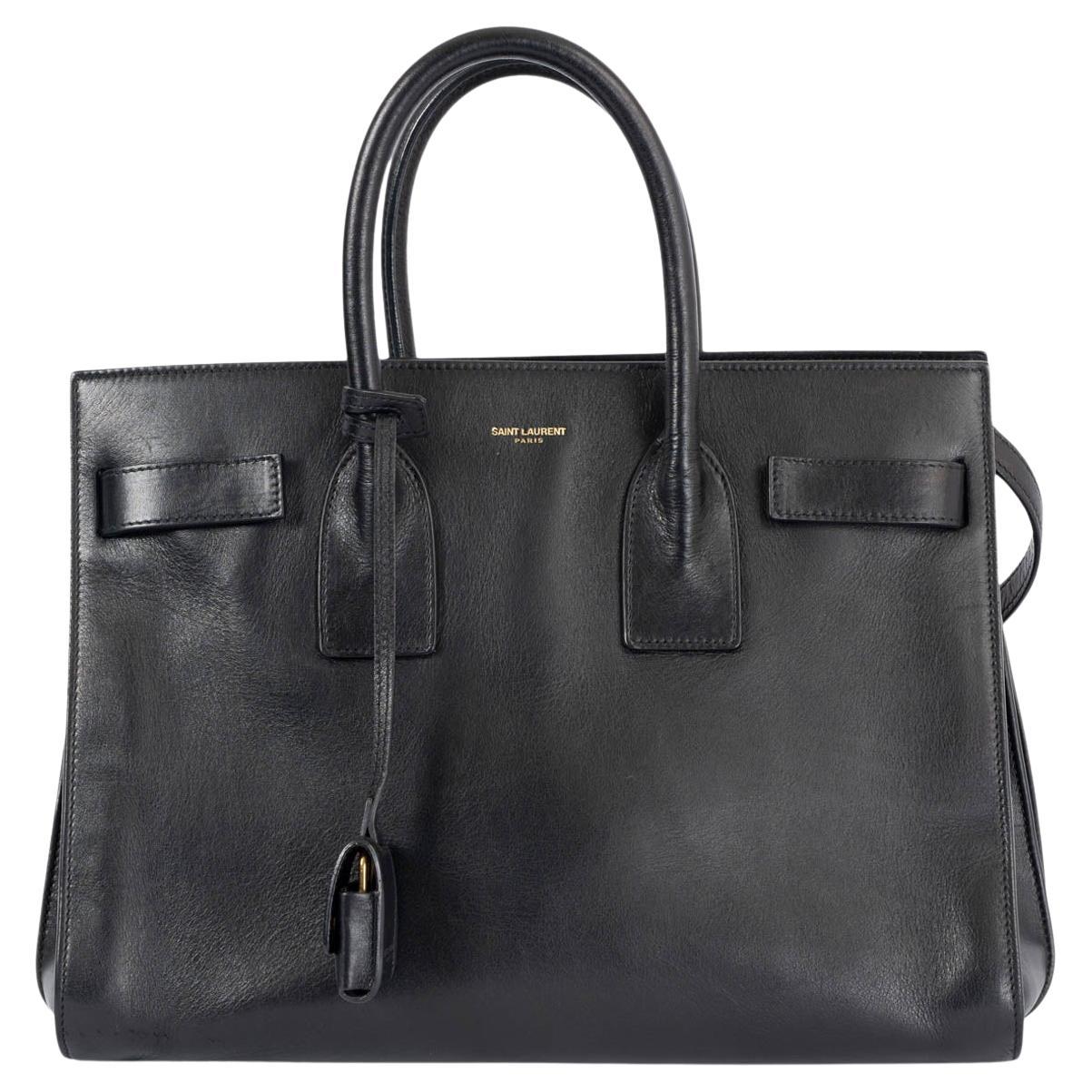 SAINT LAURENT black leather SMALL SAC DE JOUR Tote Bag