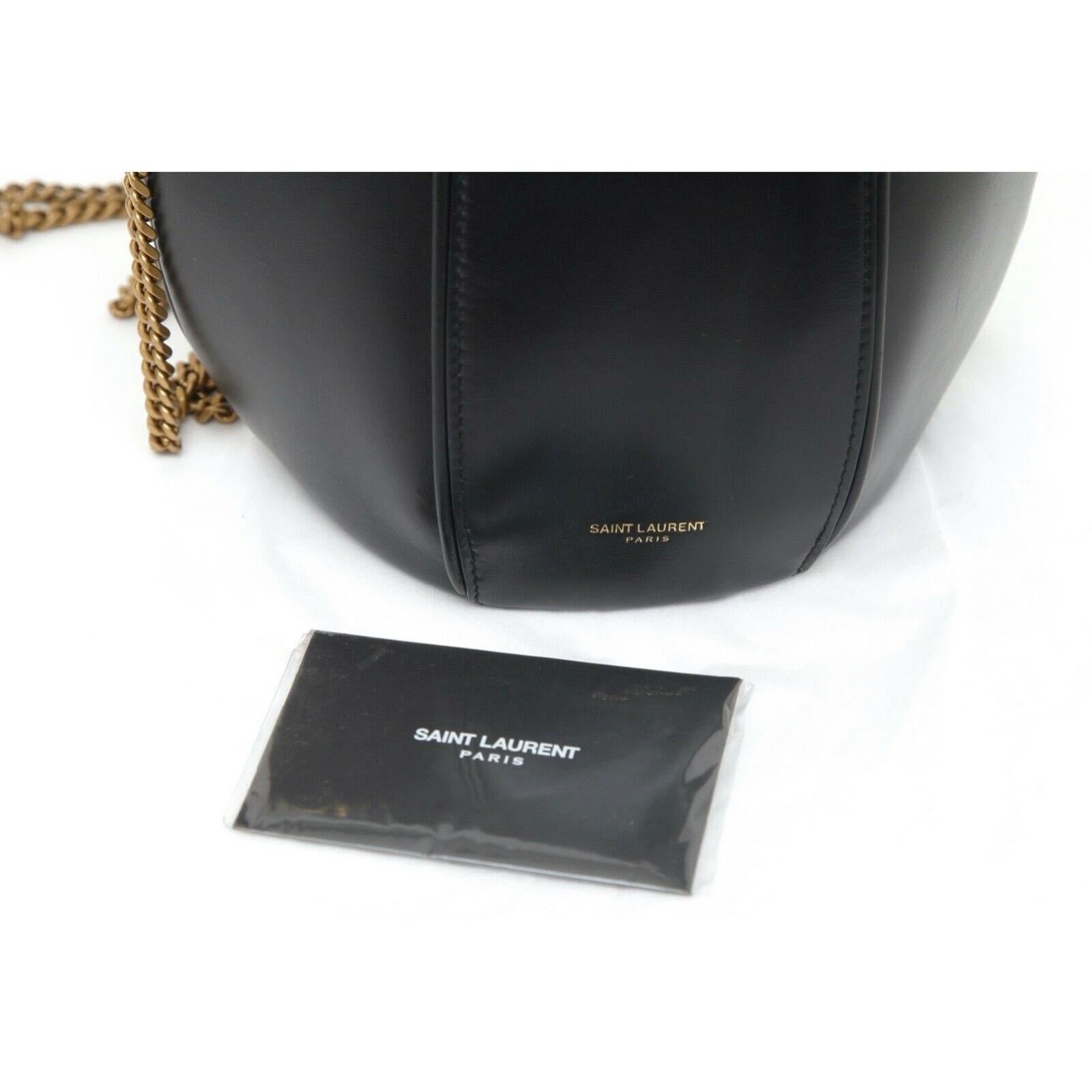 SAINT LAURENT Bag Black Leather Bucket Small TALITHA Shoulder Gold Drawstring 1