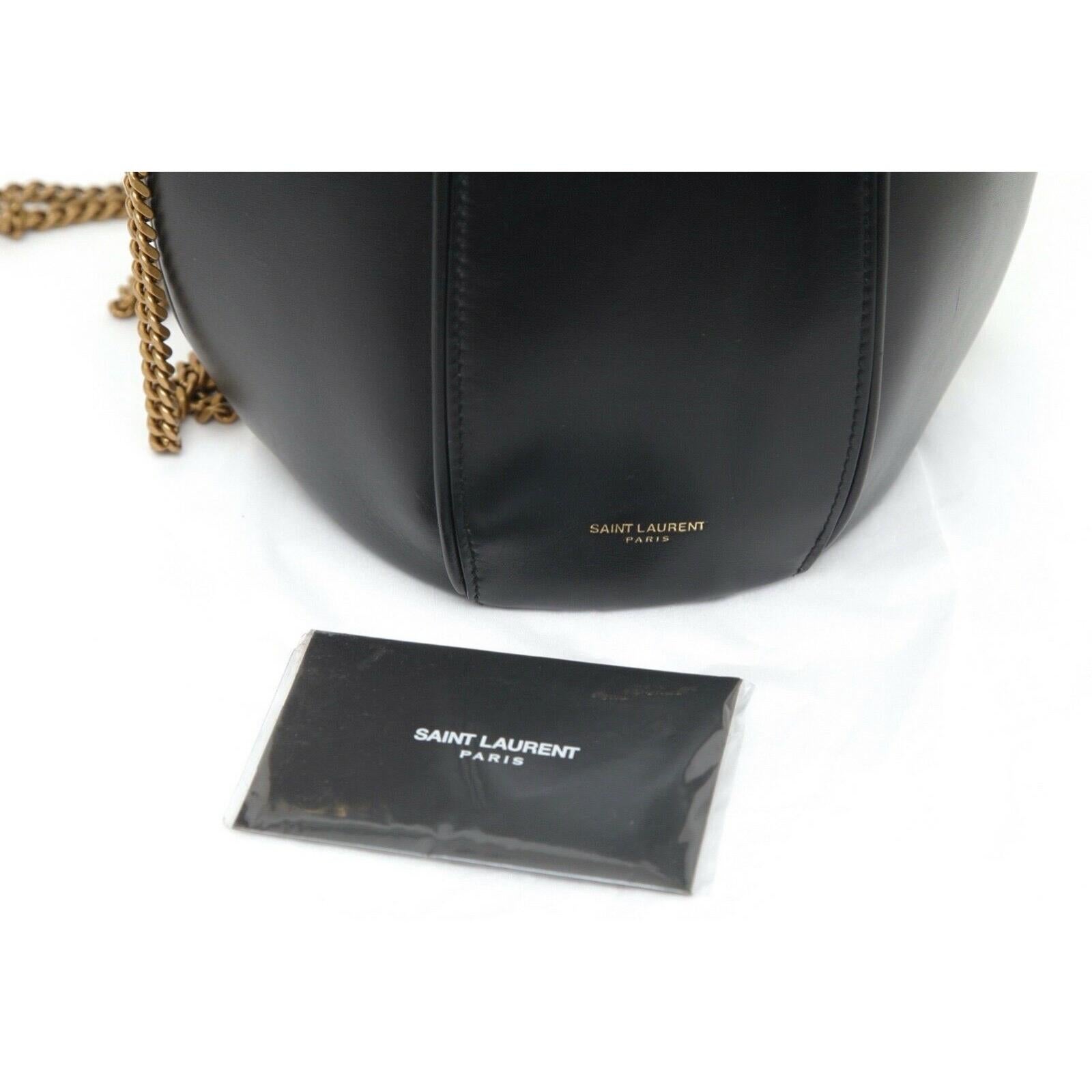 SAINT LAURENT Bag Black Leather Bucket Small TALITHA Shoulder Gold Drawstring For Sale 1