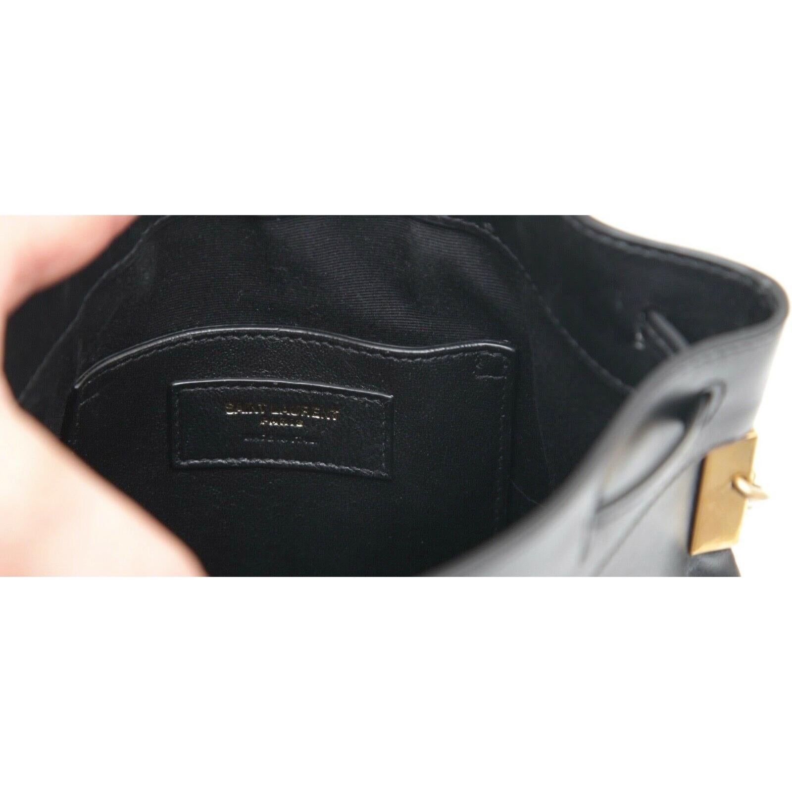 SAINT LAURENT Bag Black Leather Bucket Small TALITHA Shoulder Gold Drawstring 2