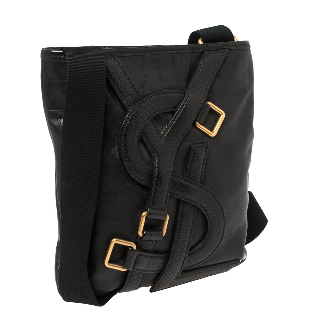 Saint Laurent Schwarzes Leder Kleine Vavin Messenger Bag Damen