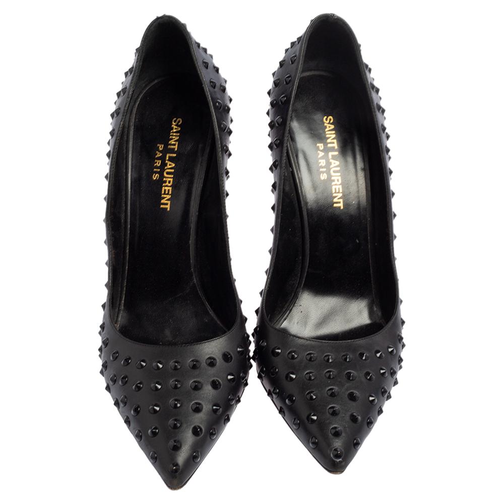 Saint Laurent Schwarze Leder-Pumps mit spitzer Zehe Größe 38 Damen
