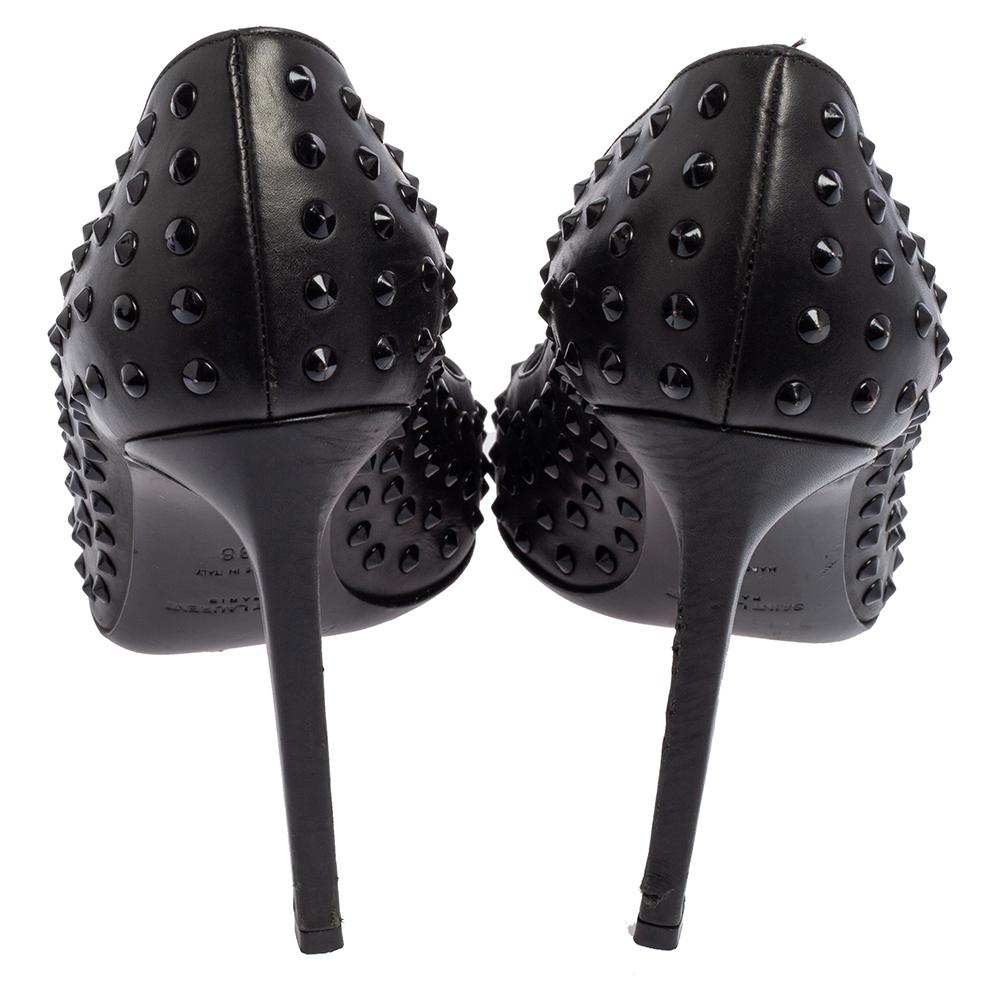 Saint Laurent Schwarze Leder-Pumps mit spitzer Zehe Größe 38 1