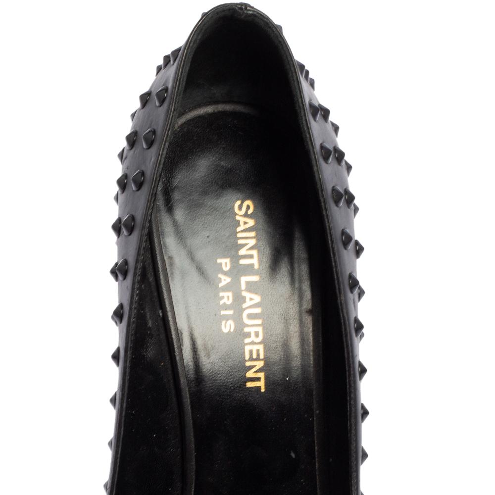 Saint Laurent Schwarze Leder-Pumps mit spitzer Zehe Größe 38 2