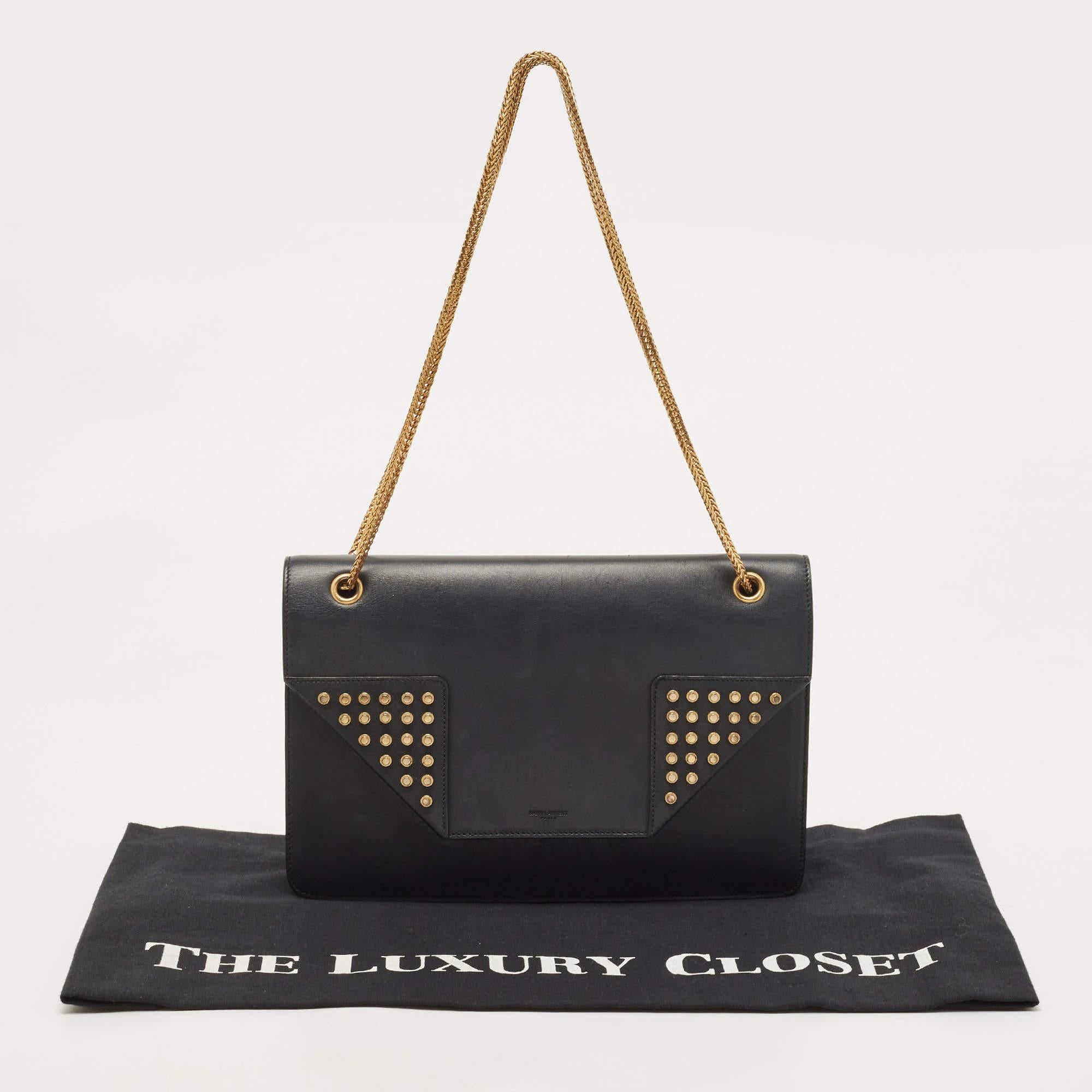Saint Laurent Black Leather Studded Betty Shoulder Bag 13