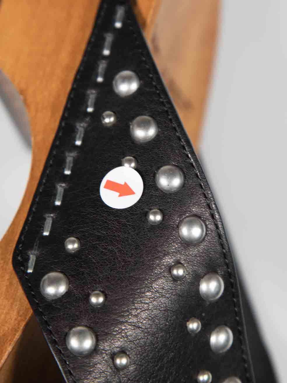 Saint Laurent Black Leather Studded Clogs Size IT 37.5 1