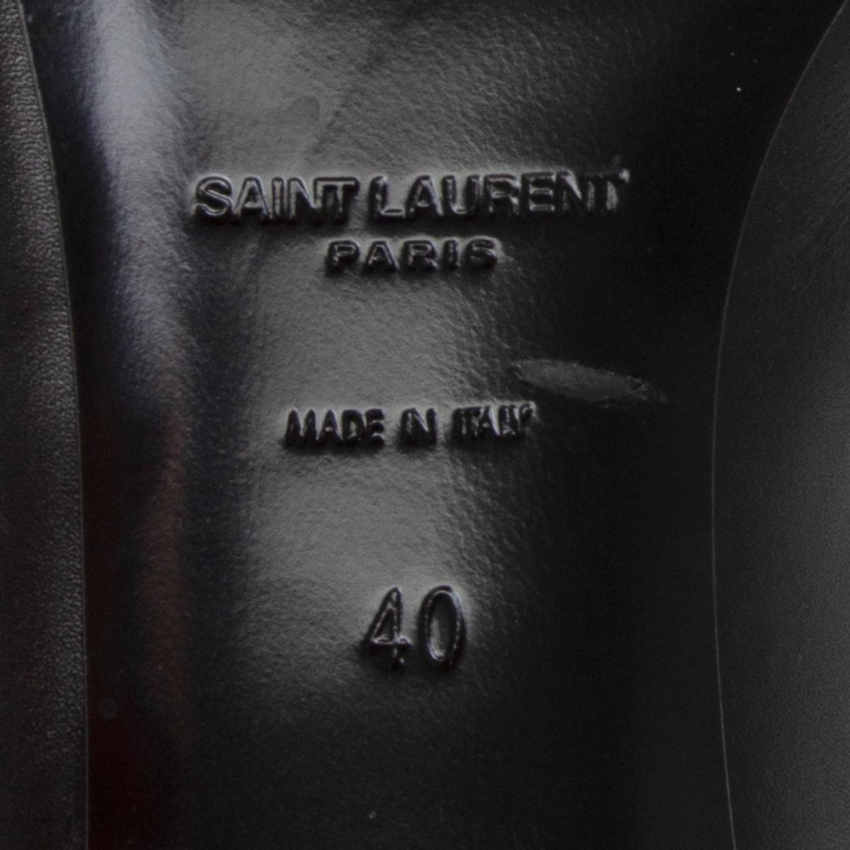 SAINT LAURENT black leather STUDDED KITTEN HEEL Ankle Boots Shoes 40 1