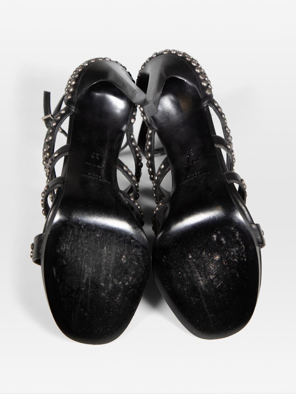Saint Laurent Sandales cloutées en cuir noir Taille IT 37 Bon état - En vente à London, GB