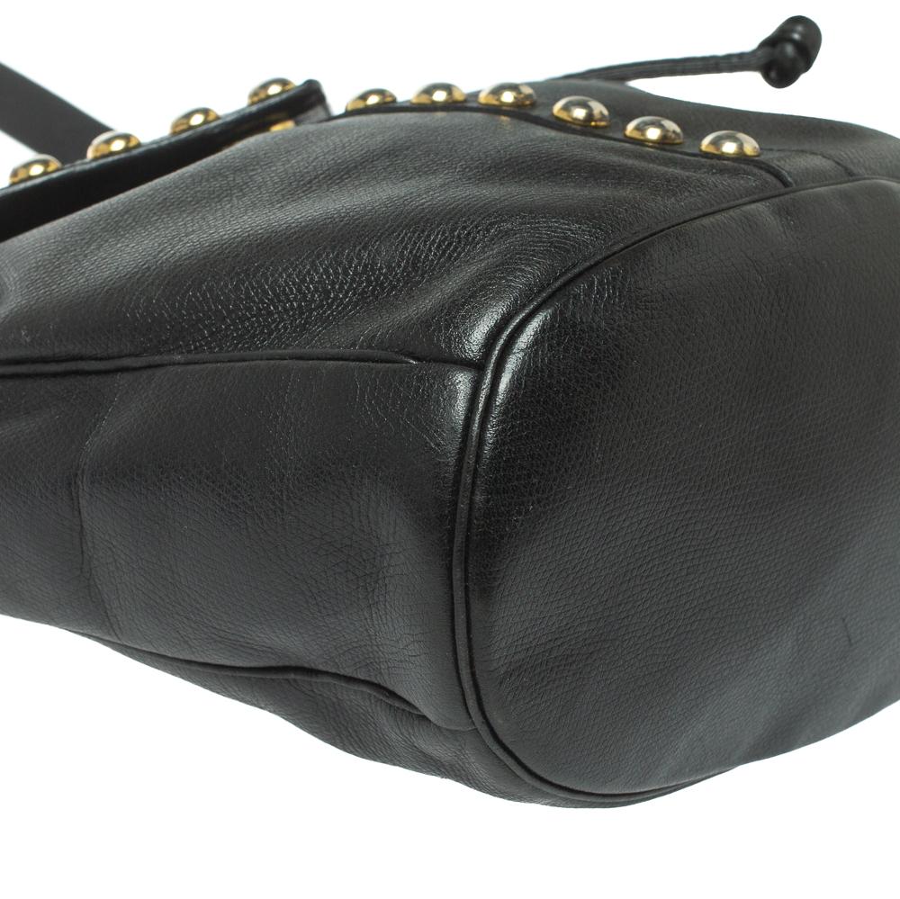 Saint Laurent Black Leather Studded Y Flap Shoulder Bag 1