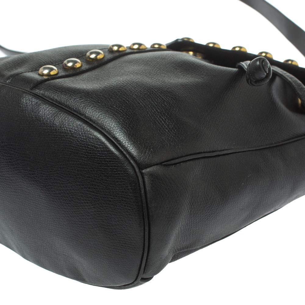 Saint Laurent Black Leather Studded Y Flap Shoulder Bag 2