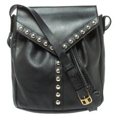 Saint Laurent - Borsa a tracolla a Y con borchie in pelle nera