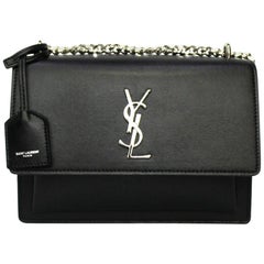 Saint Laurent Black Leather Sunset Bag